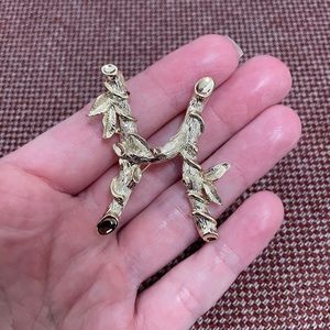 Vintage H Initial Branch And Vine Brooch Pin
